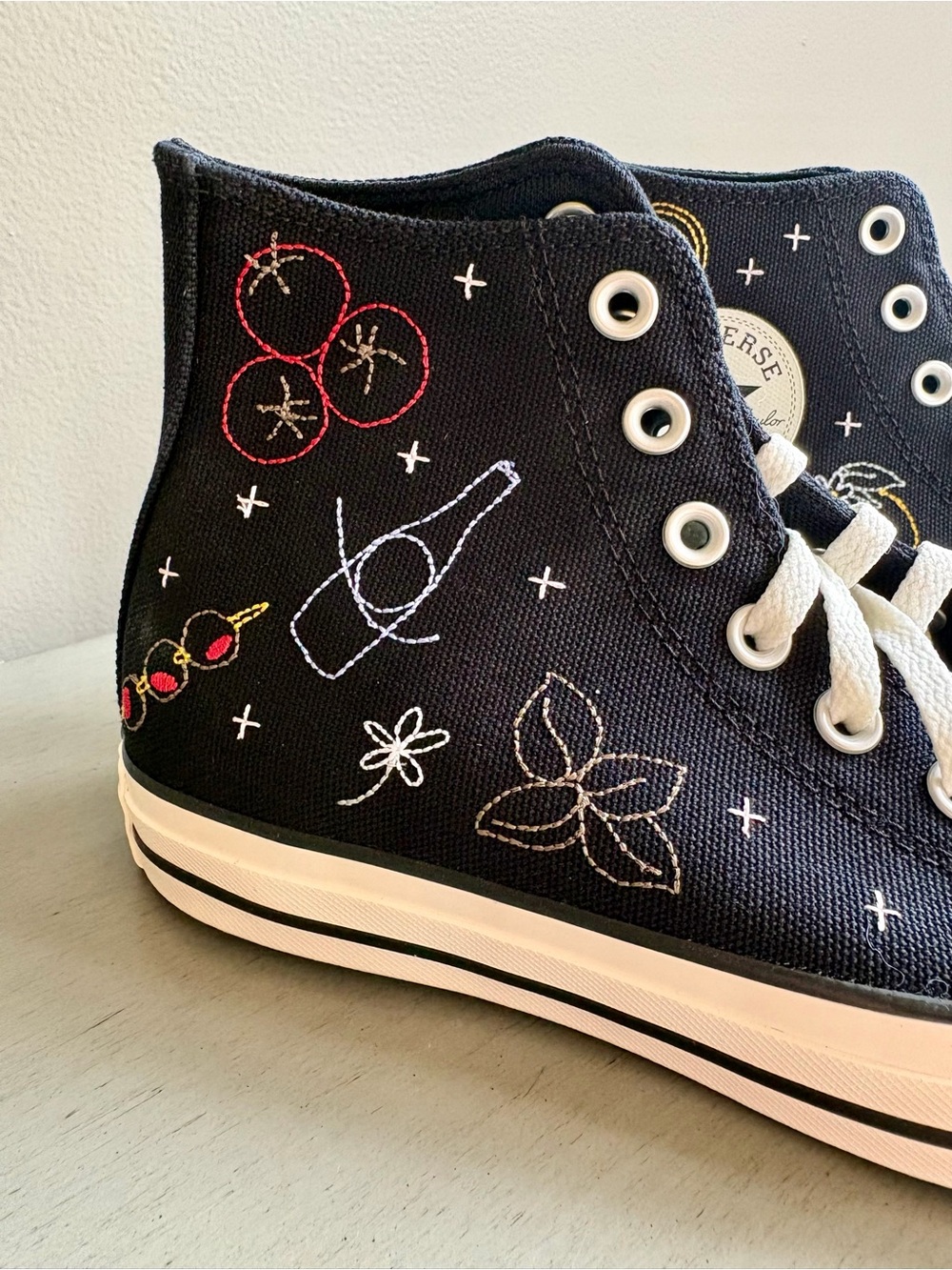 Converse Chuck Taylor All Star Black Embroidered High Top Lace-Up Women 8.5 NEW - Picture 10 of 16